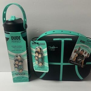 Dude Perfect Black and Green Lunchbox and Water Bottle Set
